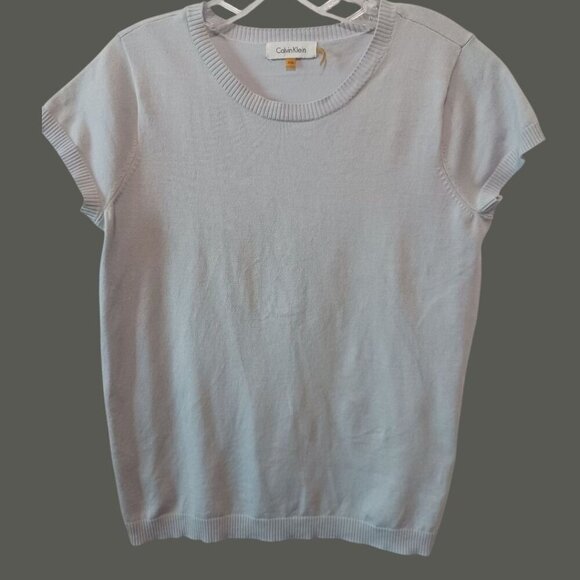 Calvin Klein Womens Short Sleeve Knit Top Silver PMedium - Picture 1 of 8